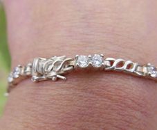Vintage Sterling Silver 925 Cubic Zirconia Tennis Bracelet 14 Grams 8" Long