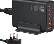 200W 6-Port USB Charging Station, PD 100W 65W 45W 20W 18W USB C GaN III Charger Laptop & Phone Fast Charger Plug, Compatible with MacBook Pro/Air,Dell XPS, iPhone 15/16/14/ Pro, iPads, Steam Deck