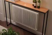 Wood Radiator Shelf Top, Over Radiator Shelf, Console Table Narrow Sofa Table with Metal Frame for Living Room(120x20x75cm/47x8x29.5in)