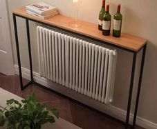 Wood Radiator Shelf Top, Over Radiator Shelf, Console Table Narrow Sofa Table with Metal Frame for Living Room(120x20x75cm/47x8x29.5in)
