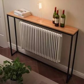 Wood Radiator Shelf Top, Over Radiator Shelf, Console Table Narrow Sofa Table with Metal Frame for Living Room(120x20x75cm/47x8x29.5in)