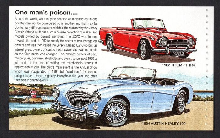 2005 Jersey Motor Festival Classic Cars Commemorative Stamps Booklet Mint Never Hinged (MNH) Photos of panes including