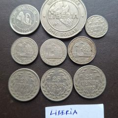 A Lot of 9 coins from Liberia (1961-2022)