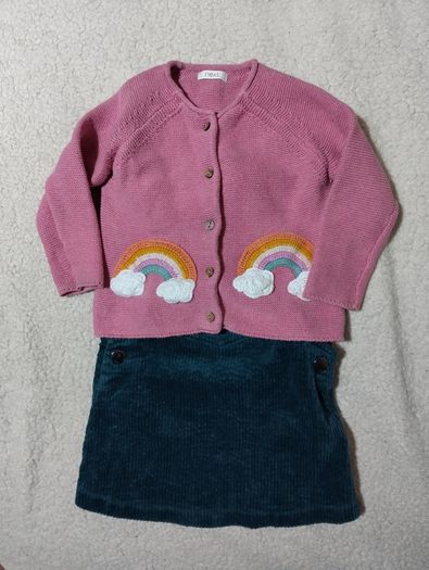 Next Baby Corduroy Pinafore Dress And Cardigan