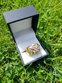 Vintage Heavy Gents 18ct Yellow Gold Diamond & Ruby Puzzle Ring