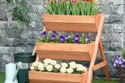 3 Tier Raised Garden Bed Wooden Elevated Planter Box Kit, 66L for Flower, Vegetable, Herb, 65x75x78cm, Brown