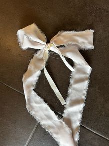 Handmade ribbons/bows for wedding chairs/pews, very light pink (almost cream), total 16, LIGHTER COLOR THAN ONES IN LAST PHOTO (but same style and material used for both)