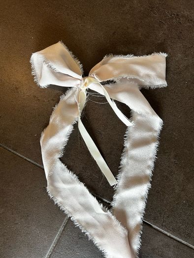 Handmade ribbons/bows for wedding chairs/pews, very light pink (almost cream), total 16, LIGHTER COLOR THAN ONES IN LAST PHOTO (but same style and material used for both)
