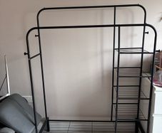 Heavy weight double clothes rail with shelving