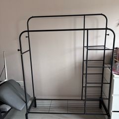Heavy weight double clothes rail with shelving