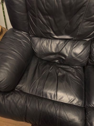 3 Seat Reclining Sofa-Black Leather