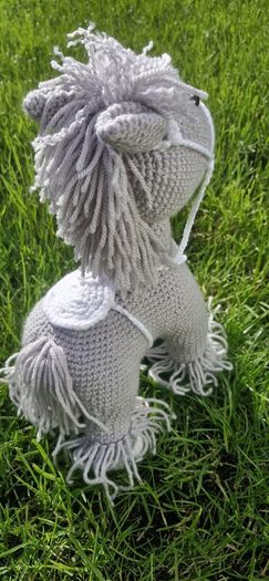 Handmade Crochet Horse Plushie - Grey, 37cm