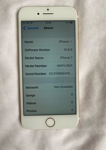 iPhone7, 128gb, Sim Free, White and Gold, Battery Health 100%