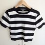 top womens , Top Women, t-shirt  , black and white, short striped T-shirt Basic Image 4