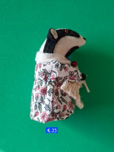 Handmade Felt Badger Figurine
