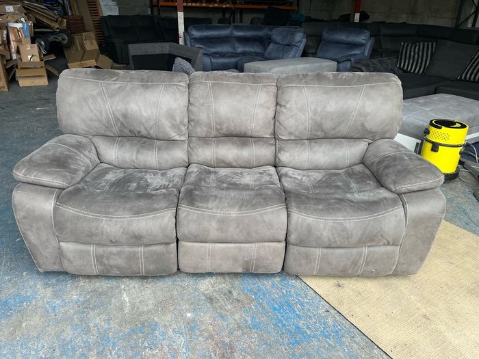 Grey 3 seater recliner sofa.