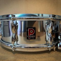 Premier 2000 Vintage 14 x 5.5 Chrome Over Aluminium Snare Drum 1970s