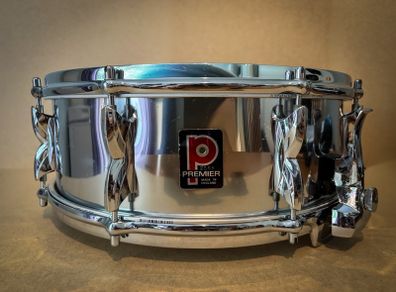 Premier 2000 Vintage 14 x 5.5 Chrome Over Aluminium Snare Drum 1970s
