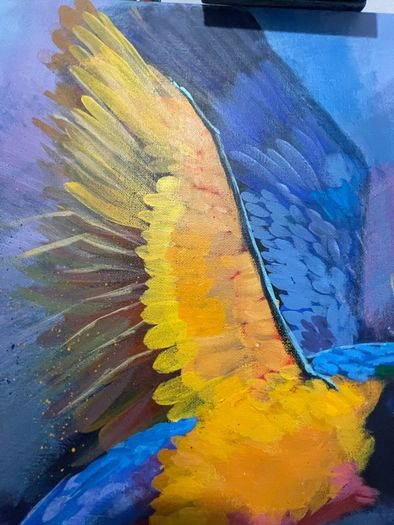 Hand-Painted Macaw Parrot - Acrylic on Canvas 45x60cm