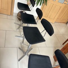 Island high chairs. Black leather and chrome. Adjustable height. Excellent condition.