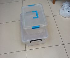 Plastic Storage Box With Lids x 2 - Different  Sizes.