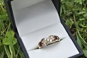 9ct Yellow Gold Garnet &amp; CZ Dress Ring