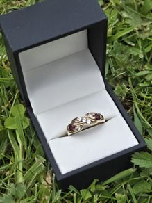 9ct Yellow Gold Garnet & CZ Dress Ring