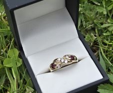 9ct Yellow Gold Garnet & CZ Dress Ring