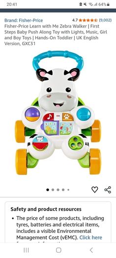Fisher price zebra walker