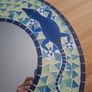 Vibrant Mosaic Glass Wall Mirror  Blue & Green Gecko / Lizard Design Image 2