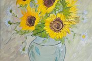 Oil painting sunflowers