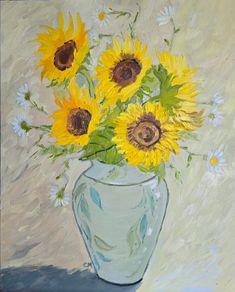 Oil painting sunflowers