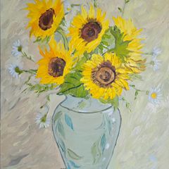 Oil painting sunflowers