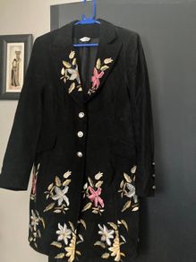Designer velvet embroidered coat