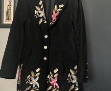 Designer velvet embroidered coat