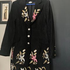 Designer velvet embroidered coat