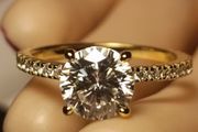 Yellow Gold Plated 2 carat Moissanite Solitaire with Accents