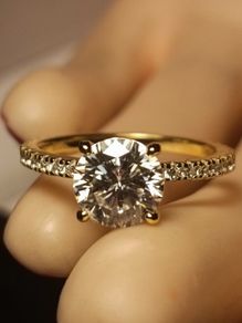 Yellow Gold Plated 2 carat Moissanite Solitaire with Accents
