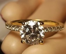 Yellow Gold Plated 2 carat Moissanite Solitaire with Accents