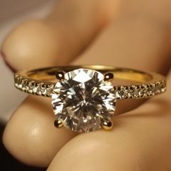 Yellow Gold Plated 2 carat Moissanite Solitaire with Accents