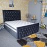 Ottoman Storage Gas Lift Up Winged Bed Frame Velvet Upholstered Double King Size Image 6