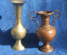 Two vintage metal vases (Indian brass & one of copper)