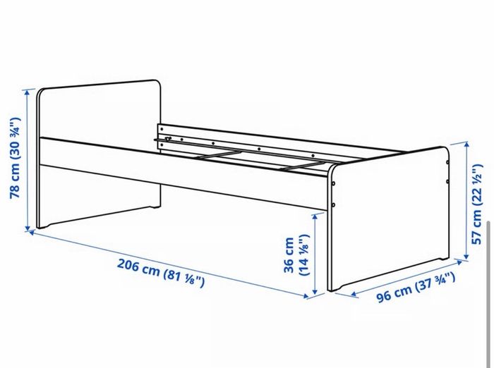 Bed frame with slatted bed base, white, 90x200 cm