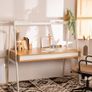 SKLUM Bhan Melamine Steel and Melamine Desk White Gloss Steel Image 3