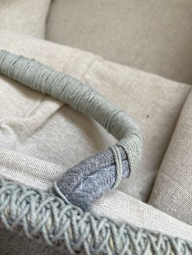 2x Duck Egg Blue/Grey Soft Knit Storage basket