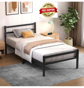 Single Bed Frames with Headboard 3ft Black Metal Small Single Bed Frame with Storage for Adult Teenagers Heavy Duty Non-Slip with Steel Slats No Box Spring Needed