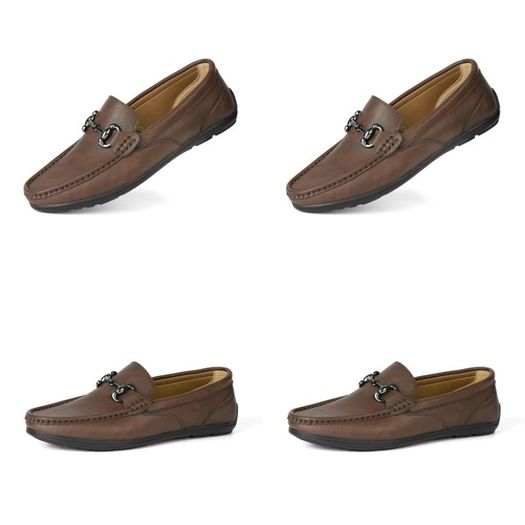 Brand New Men's Moccasins Leather Loafers Slip-On Shoes - Reddish Brown