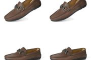 Brand New Men's Moccasins Leather Loafers Slip-On Shoes - Reddish Brown