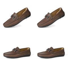 Brand New Men's Moccasins Leather Loafers Slip-On Shoes - Reddish Brown
