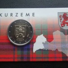 Latvia 2 Euro Commemorative Coin 2017- Kurzeme. Coincard. BU